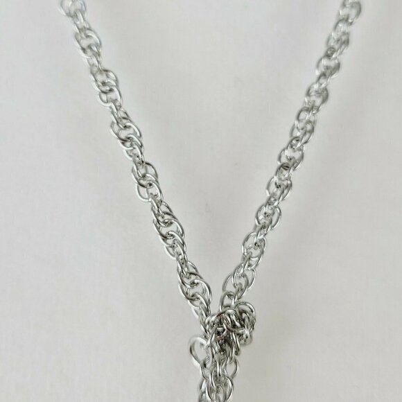 Lariat Necklace Cato With Silver Tone Chain & Layers of Tassels W/ Crystal Ends - Picture 7 of 10